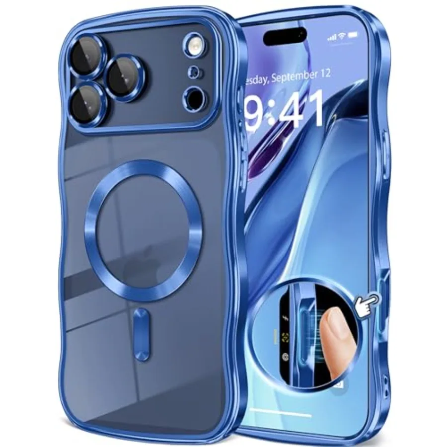 

For iPhone 17 Pro Max Case with MagSafe Compatibility Enhanced Full Camera Protection Cute Wave Frame Design Slim Shockproof
