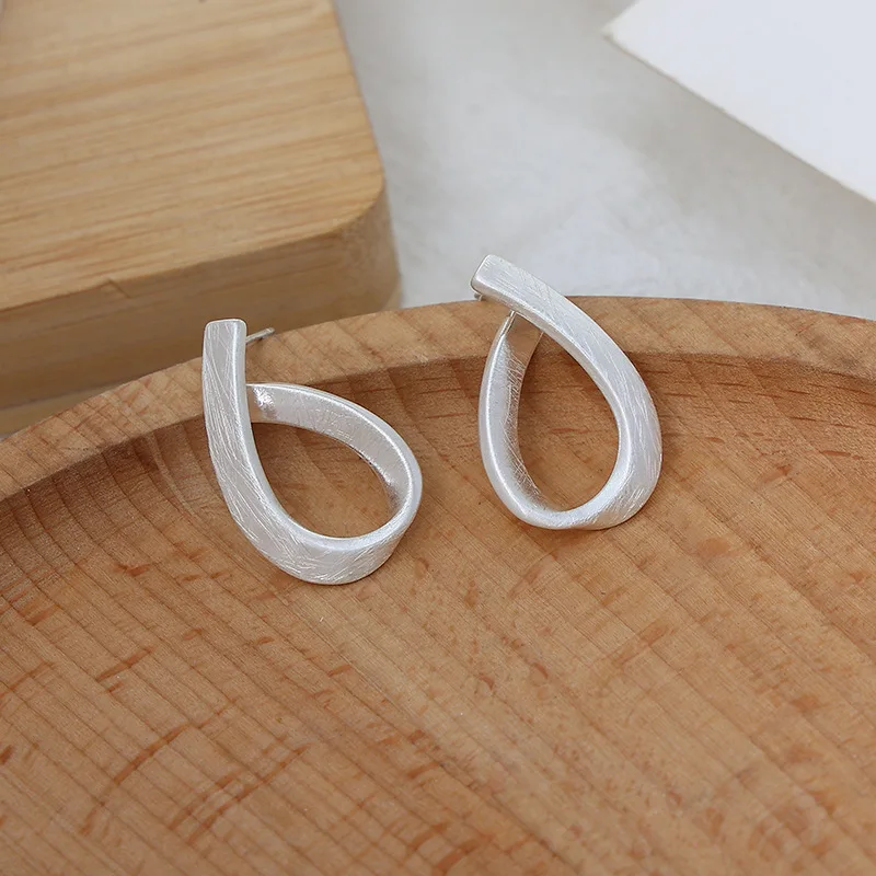 Retro high-end earrings new trendy Korean temperament light luxury brushed earrings design sense niche earrings
