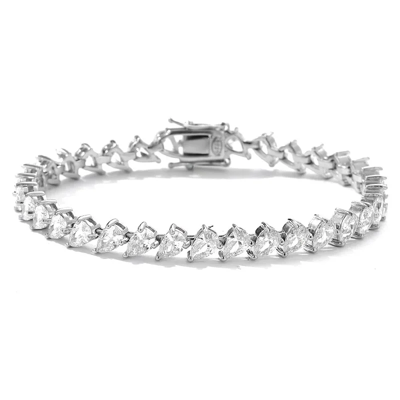 4x6mm D Color Moissanite Tennis Bracelet 925 Sterling Silver Plated White Gold Bracelet for Women Man Sparkling Party Jewelry