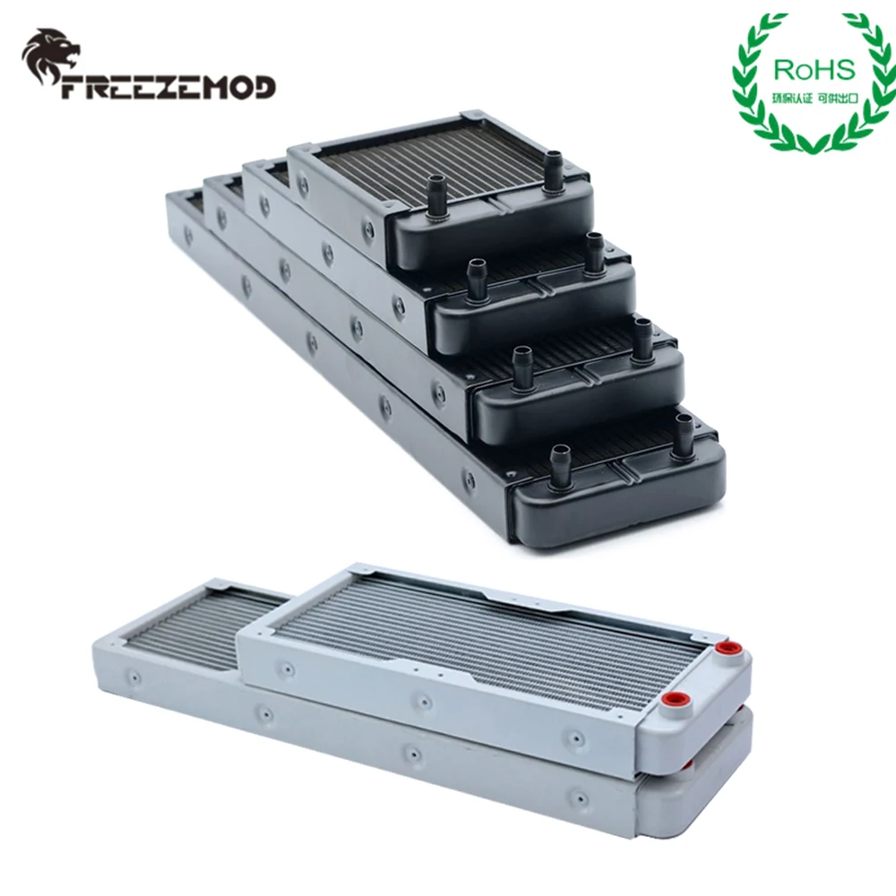 

FREEZEMOD Aluminum Radiator 32mm Thickness 90/120/240/360/480mm G1/4 Thread Port Pagoda Connector ROHS Water Cooler SR-L360G14