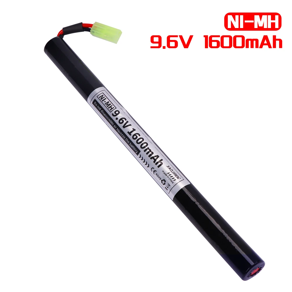 9.6V 1600mAh  Airsoft Battery 9.6v NiMH Stick Battery with Mini Tamiya Connector for AK47 MP5K RPK PKM G36C MC51 Rifle Guns