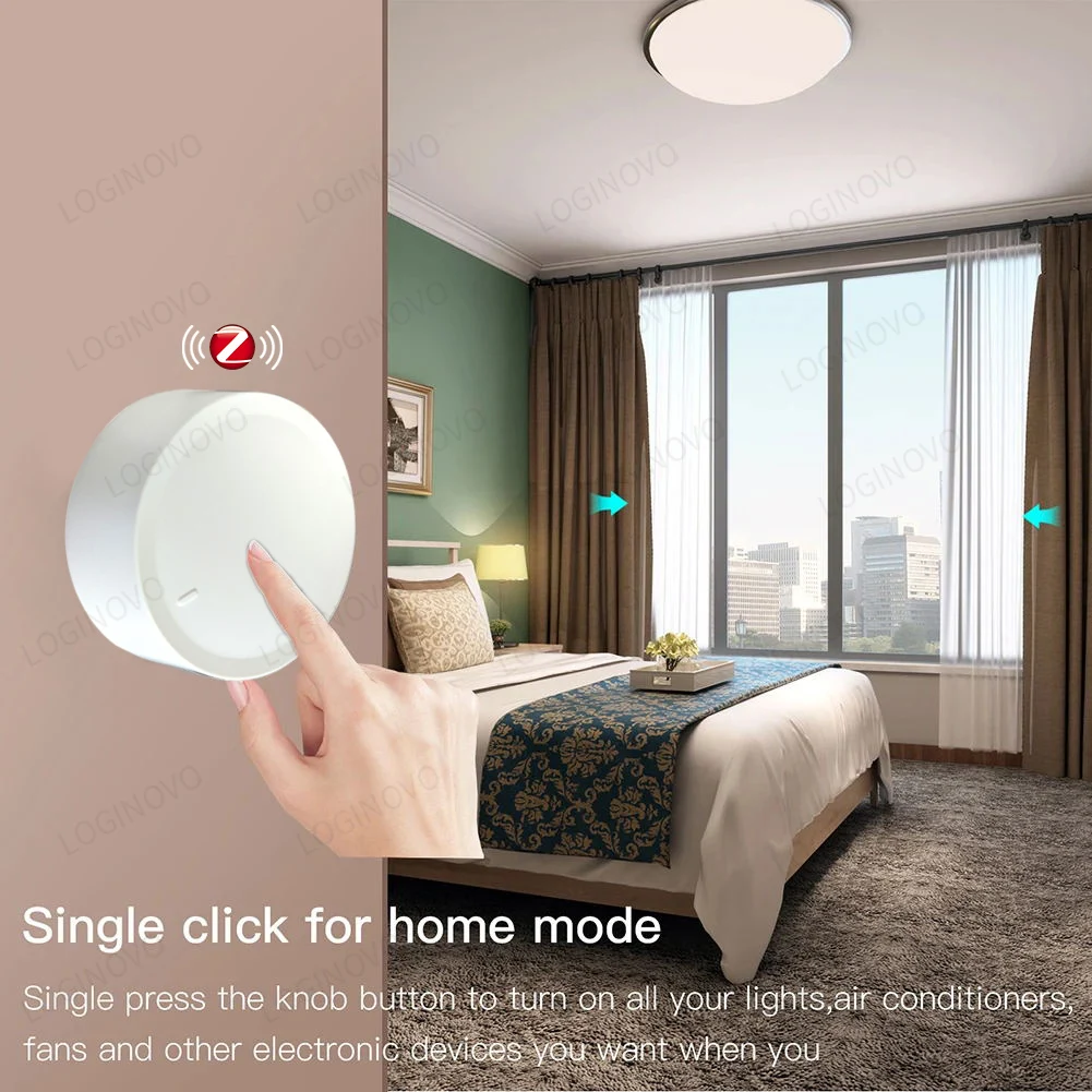 Tuya ZigBee Knob Switch Wireless Scene Button Rotatable Dimmer Switch Smart Home Automation Linkage Remoter For Smart Life APP