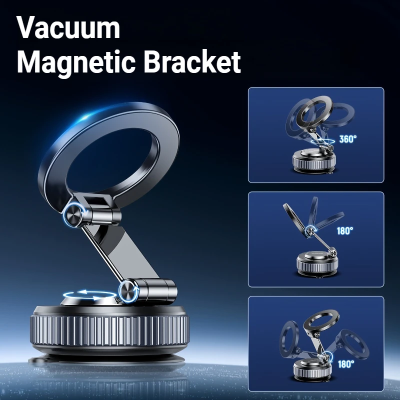 Vacuum Magnet Bracket Upgraded Version Multi-angles Adjustment Strong Magnetic Suck Design Foldable Car Navigation Phone Holder