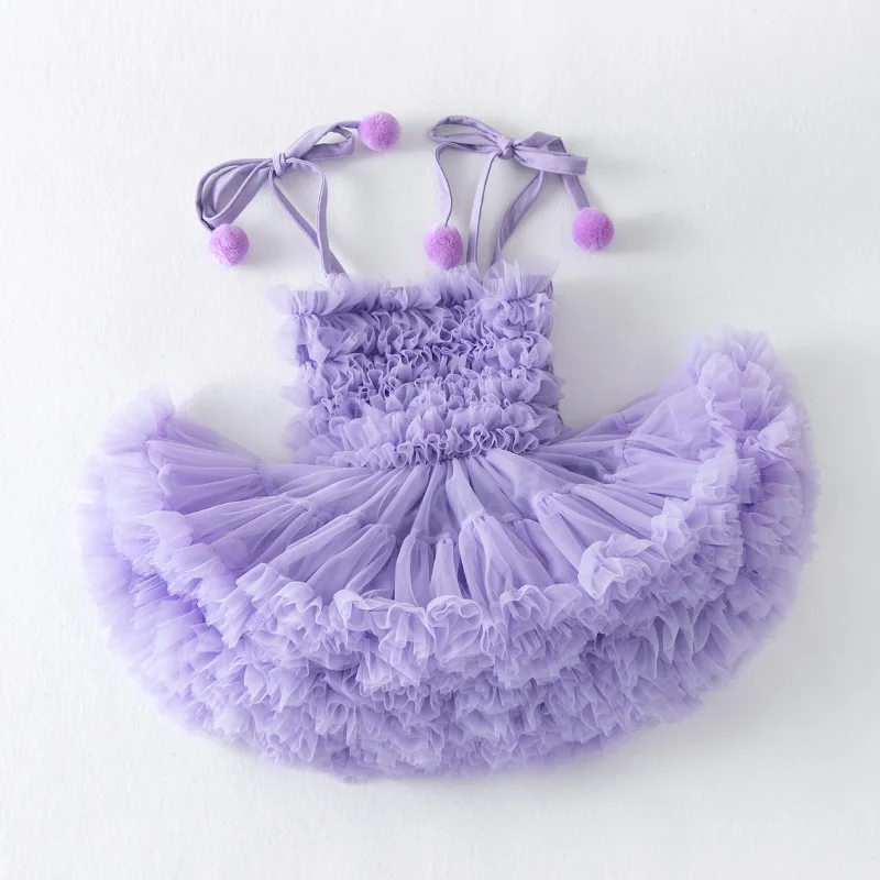 Baby Little Girls Spaghettia Straps Formal Flower Girl Birthday Party Dress Toddler Cupcake Tutu Dress