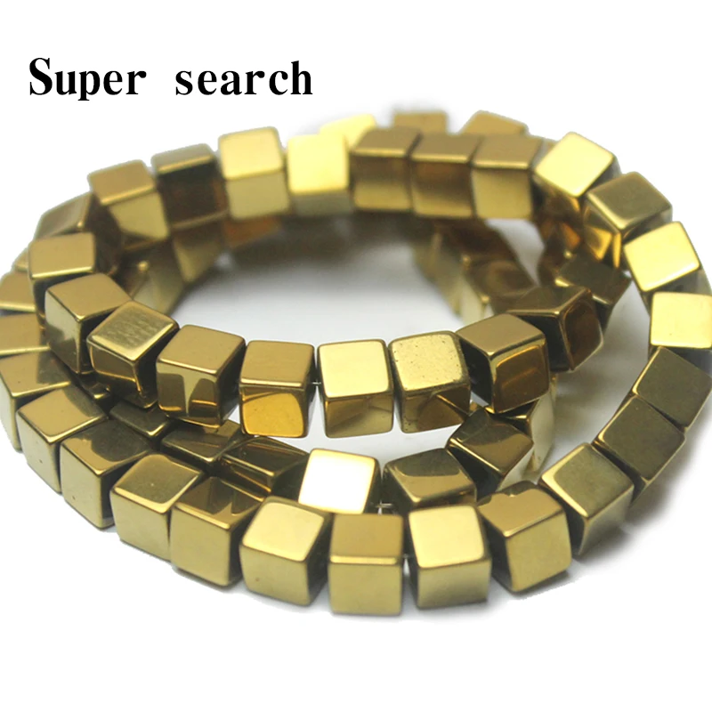 Natural Stone Cube Square Golden Hematite 2/3/4/6MM Spacer Loose Beads For Jewelry Making DIY Bracelet Necklace Accessories