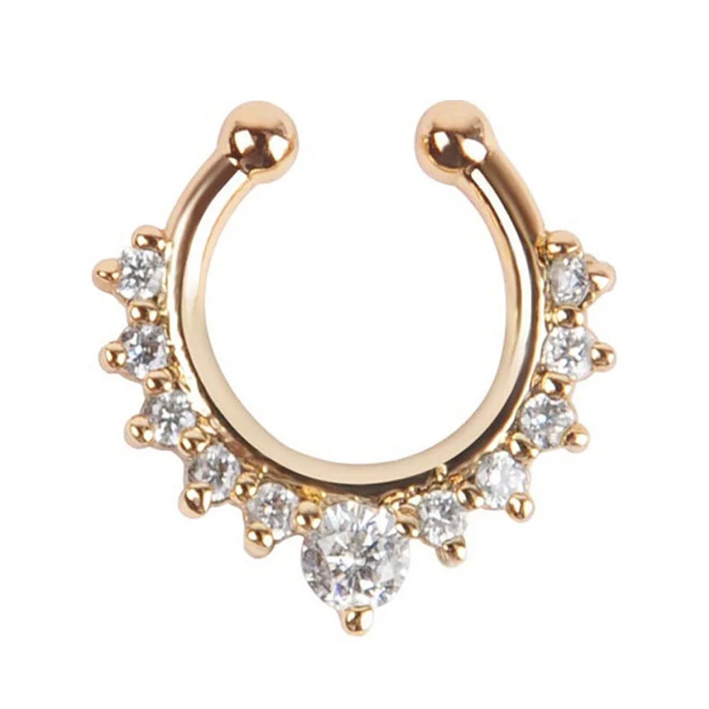 1pc Neue Gefälschte Piercing Schmuck Clip Auf Nase Septum Ring für Frauen Gefälschte Nase Ringe Hoop Crysta Faux Nicht durchbohrt Nase Ring Ohrringe