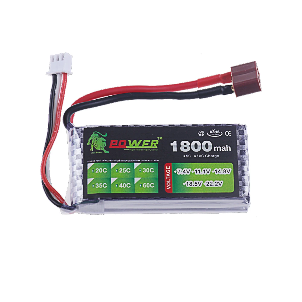 7.4V LIPO Battery 2s 1500MAH 1800mah 45C Battery for RC Drone Helicopter Car FPV Boat Parts With T JST XT30 XT60 Plug