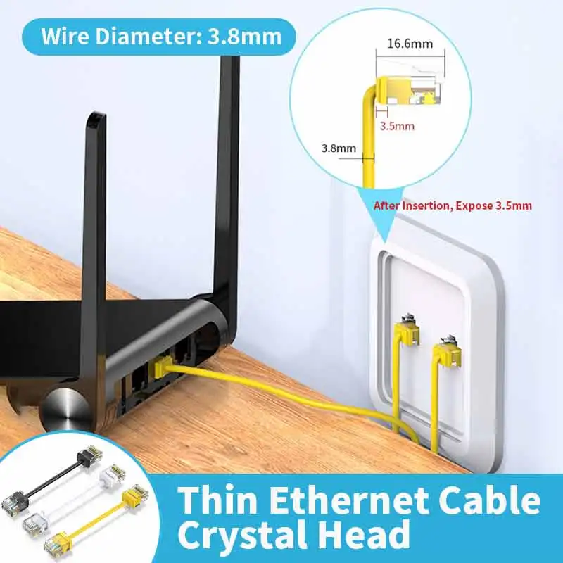 CAT6A RJ45 Thin Ethernet Cable Crystal Head Gigabit Copper Network Wire Broadband Router Computer Home Cabinet Box Jumper Line