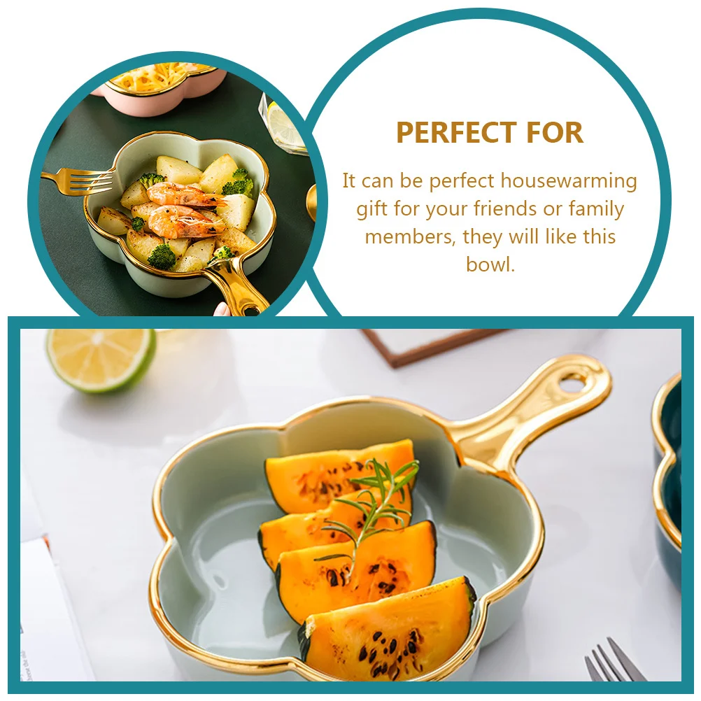 

Single Handle Large Ceramic Plum Blossom Bowl Flower Shaped Fruit Salad Dessert Serving Bowl Ceramic Bowls Salad Bowl,