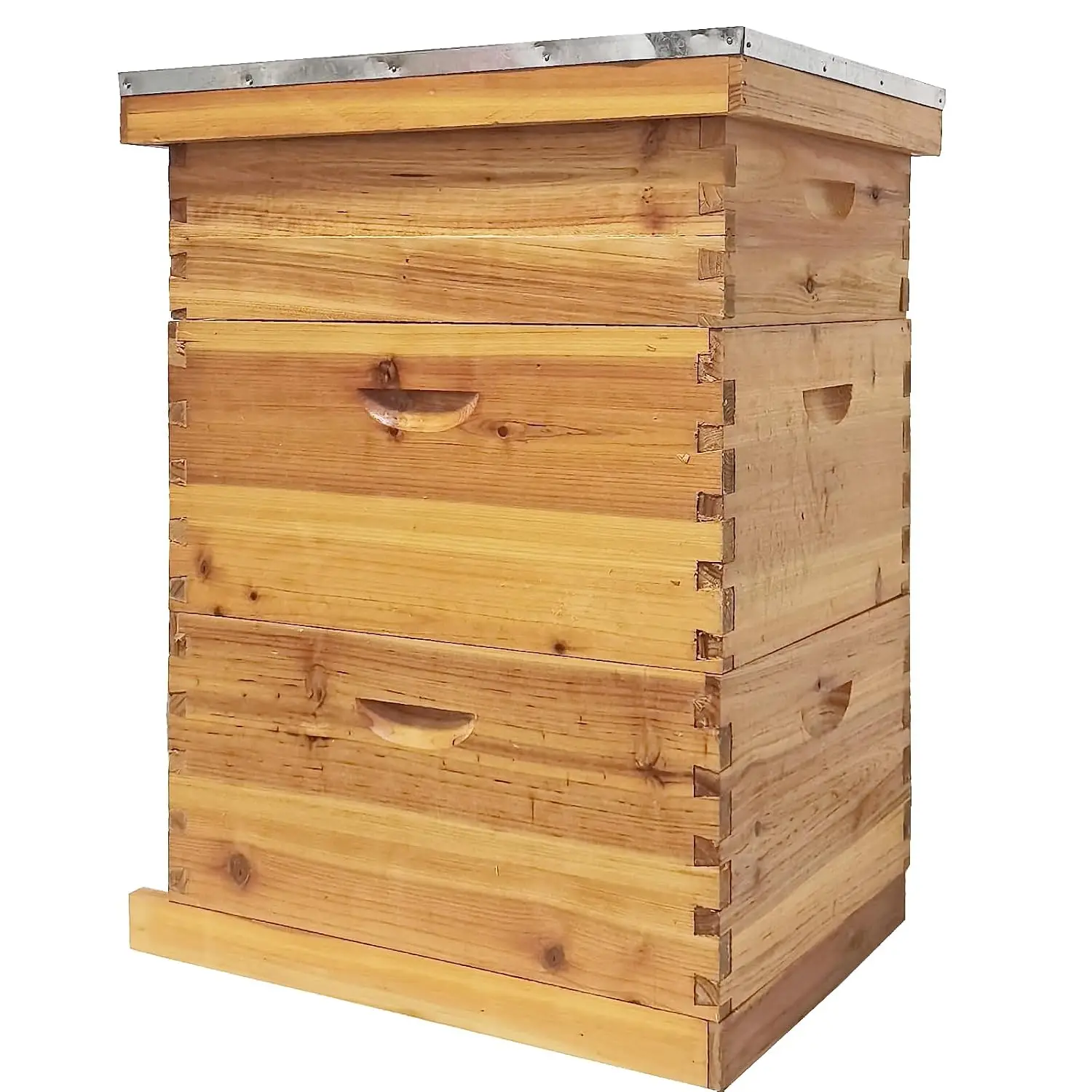 10 Frame Langstroth Beehive Kit - Beeswax Coated 3-Layer Bee Hive (2 Deep Brood + 1 Medium Super) Professional Wood Box, Frames