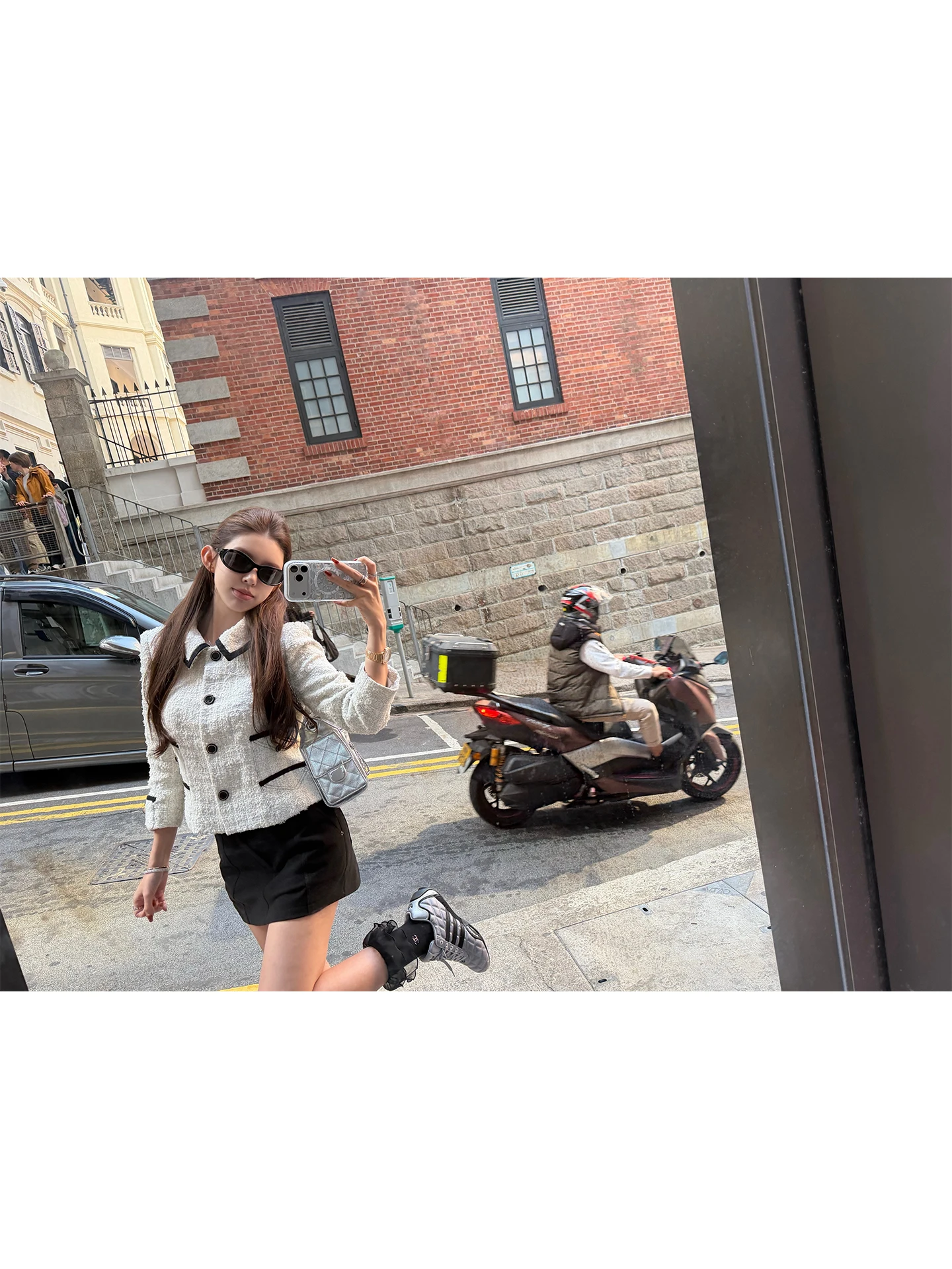 

Женская весенняя куртка Good Morning Fan Fan Austin в винтажном стиле, с цветными вставками, воротником-стойкой, из твида, в стиле маленькой французской куртки