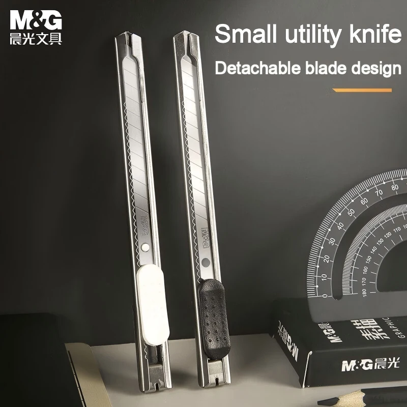 

Aluminum Alloy Handle Utility Knife SK5 Steel Blade 45° Tip Comfort Grip Box Cutter for Paper Cutting Unboxing 3/5/10 Pcs