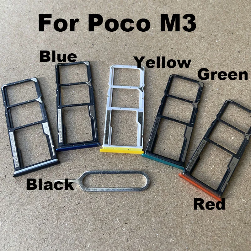 

1PCS Sim Card Tray For Xiaomi Poco M3 Sim Card Holder Slot adapter and Micro SD Tray Holder With Free Eject Pin