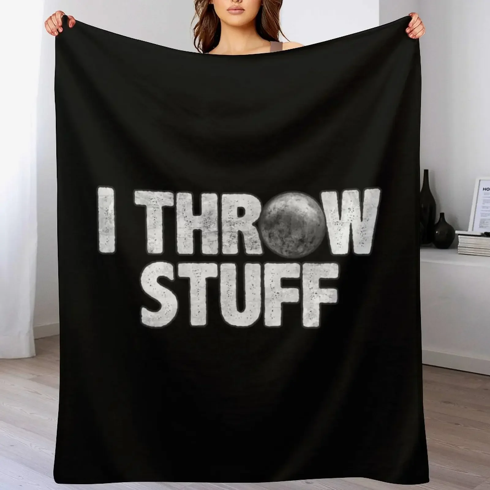 

I Throw Stuff Shot Put Athlete Funny Throwing Lover Gift Throw Blanket Hair wednesday Cute Plaid Thermal Blankets