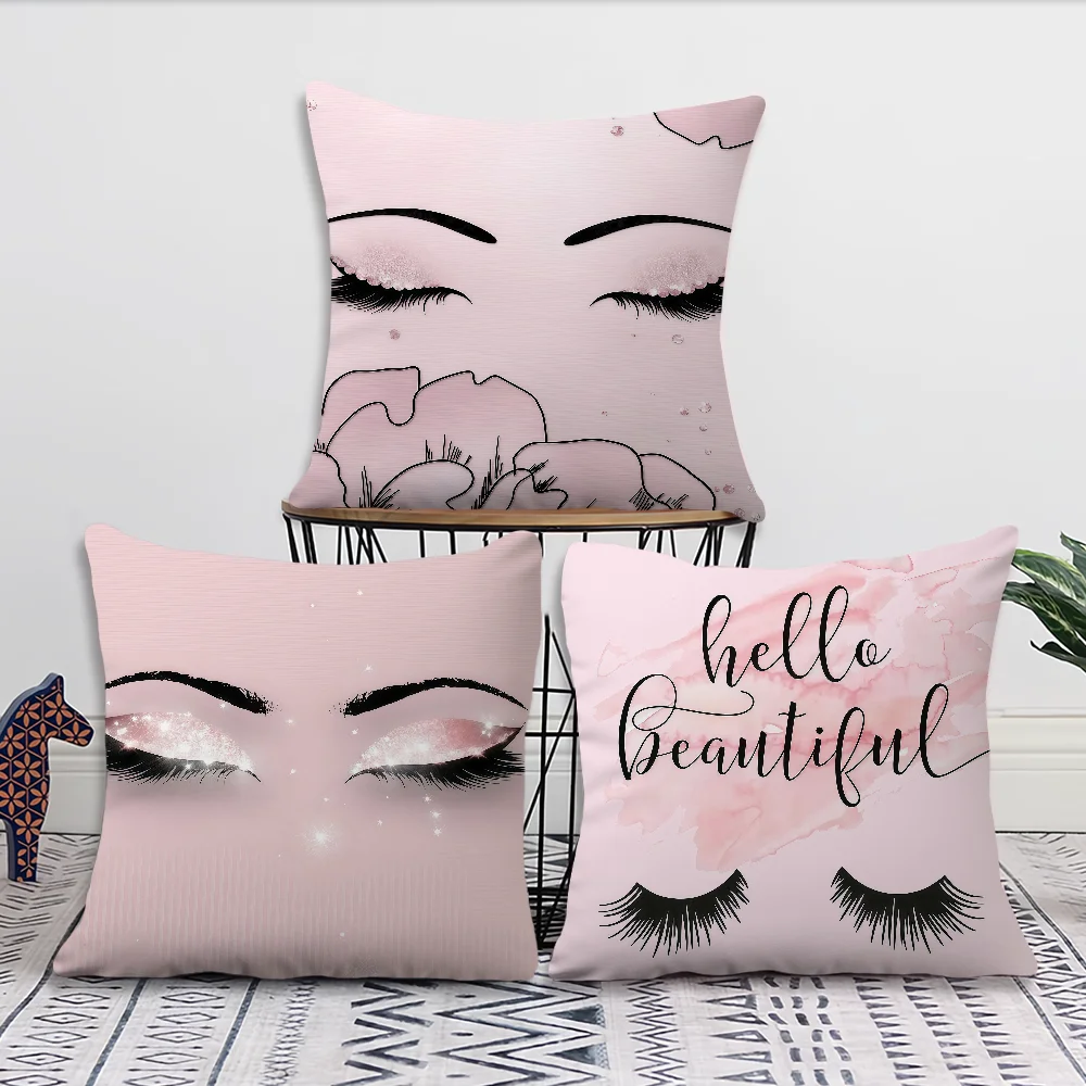 Ins Style Beauty Look Lashes A Peachy Complexion Cushion Cover For Pillow Printing Sofa Decoration Home Office Nordic Simplicity