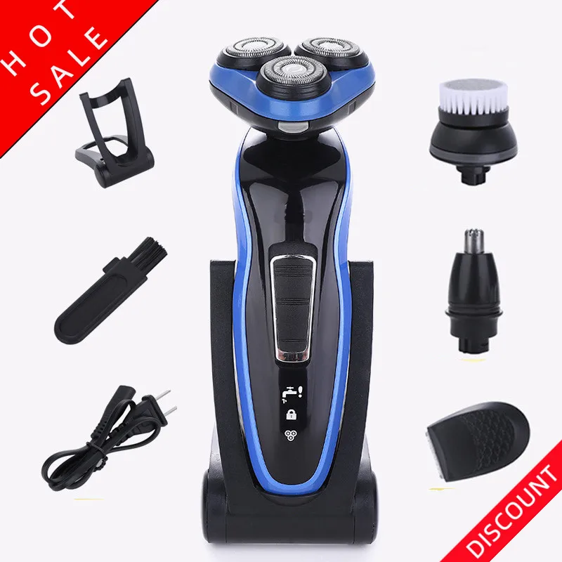 

Electric shaver 4D three-head floating veneer knife mesh men's razor washed planing beard knife