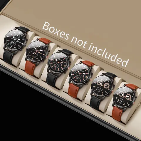 2/4/6 pz/set Orologio da uomo Combinazione Set Trendy Casual Business Style Orologio da uomo in pelle Temperamento Orologio stile sportivo Senza scatola