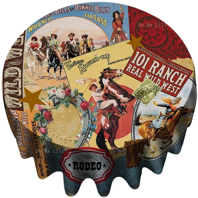 

Modern Retro Western Cowgirl Wild Bull Riding Round Tablecloth By Ho Me Lili Decorated The Kitchen