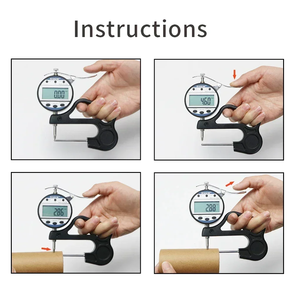 Shahe 0-10 mm Digital Tube Thickness Gauge Electronic Thickness Meter Thickness Tester