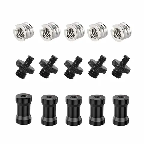 15pcs/Set of 1/4-20 Female to 3/8-16 Female Light Stand Conversion Screws Photo Camera Tripod Bracket Adapter Screw Accessories