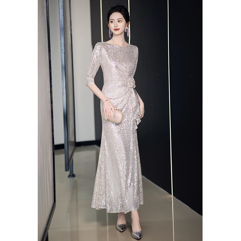 

Вечернее платье Ele Sequin для женщин, с пайетками, юбка-русалка, для свадебного приема, для ведущей, официальное бальное платье, для женщин от 36 лет и старше