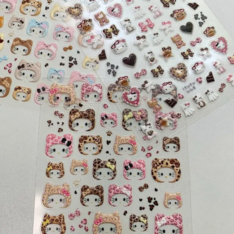 

Kawaii леопардовый принт Hello Kitty 3D наклейка креативная мультяшная повязка на голову рельефный бант аксессуары «сделай сам» подарок на день рождения для девочек периферийные устройства
