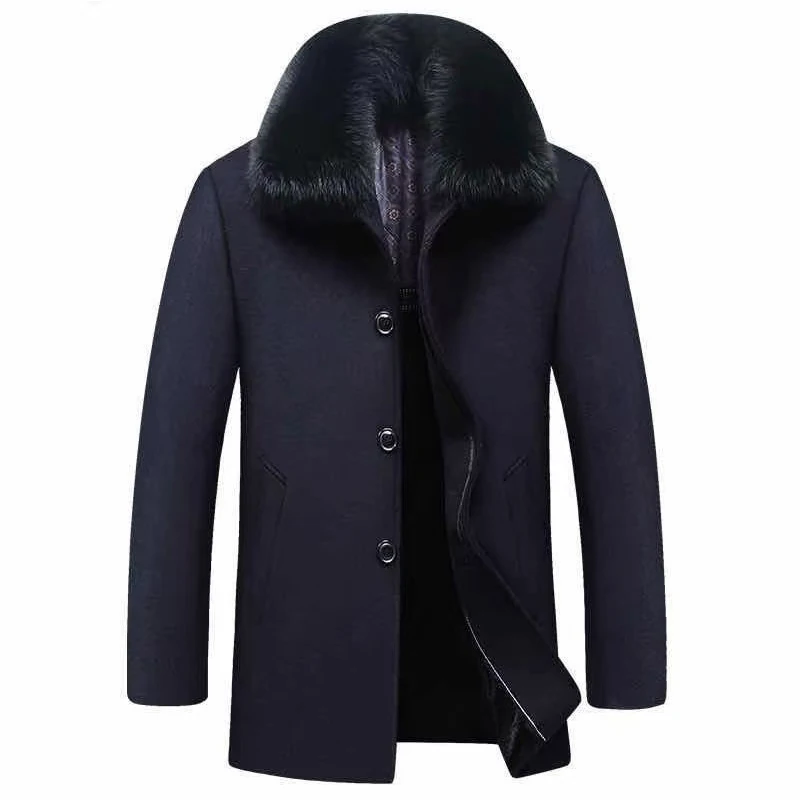 

High-quality winter middle-aged woolen men's fashionable, cool and casual lapel, fleece and thickened casual dad coat