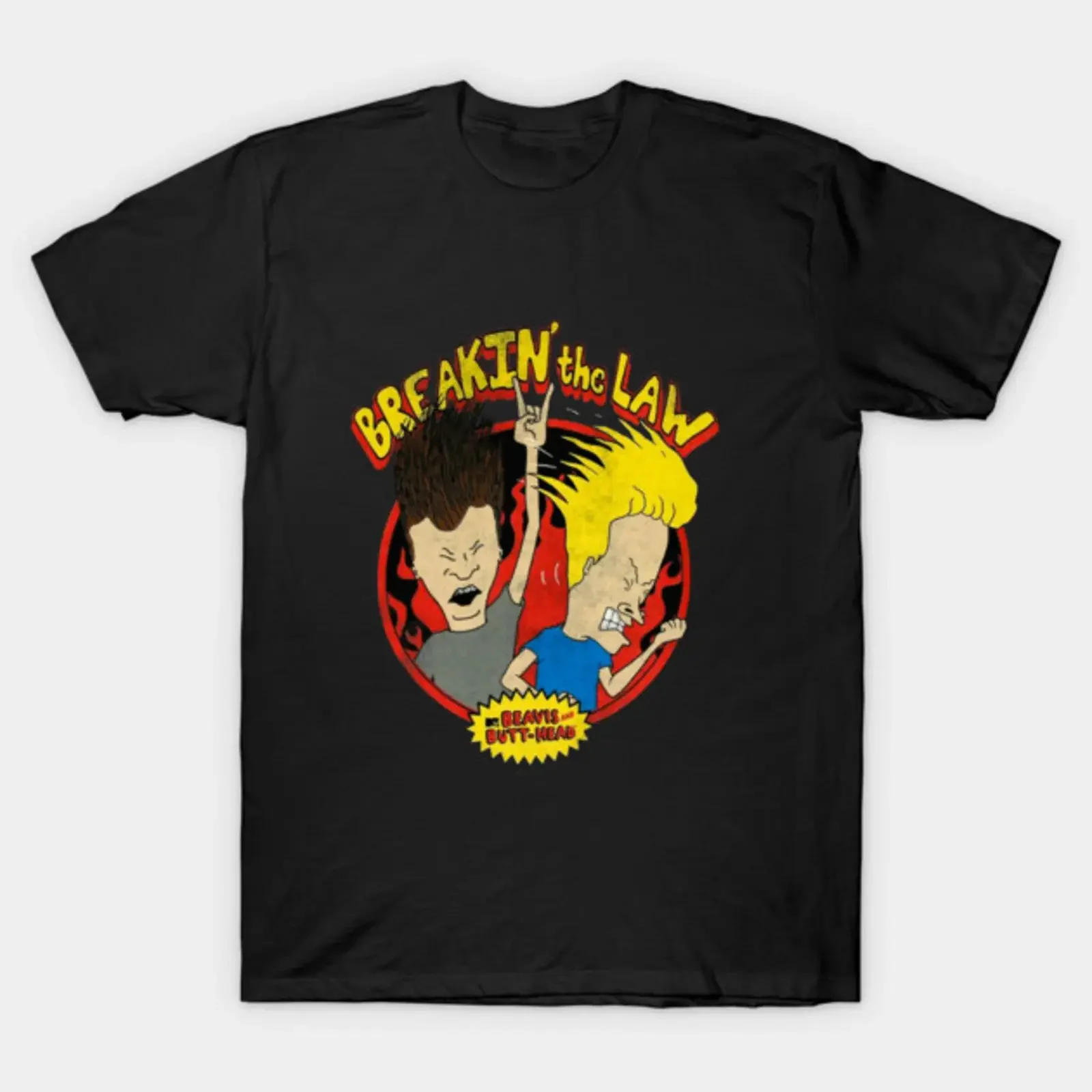 Beavis and Butt Head Breakin The Law Heavy Metal T Shirt vintage Washed Casual Slightly Comfortable designer clothes Stylish