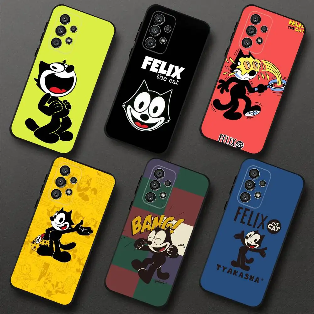 

Cartoon F-Felix the C- Cats Phone Case For Samsung S 25,24,23,22,30,21,10,9,Ultra,Plus,Lite,FE,4,5G Black Soft Case