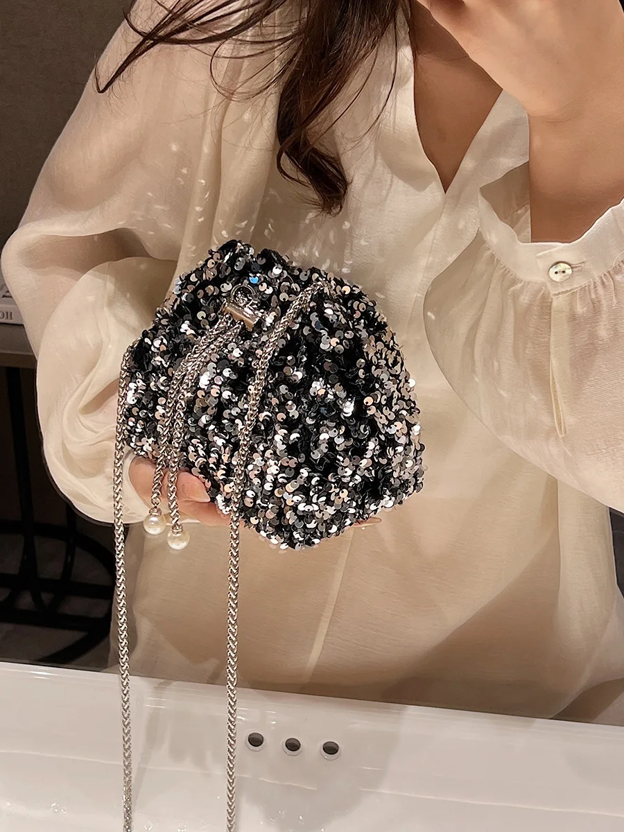 

Women's luxury sequin crossbody bag, women's chain shoulder bag, casual wallet and handbag, luxurious crystal dinner bag