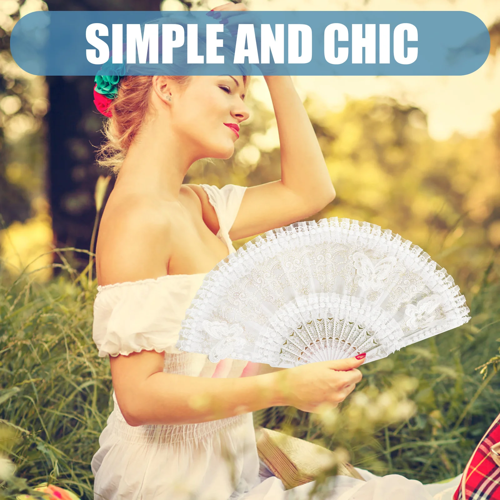 خمر الدانتيل اللؤلؤ مروحة النساء المحمولة الزخرفية حفل زفاف لصالح الرقص الدعامة المحمولة أنيقة مروحة المشجعين المحمولة