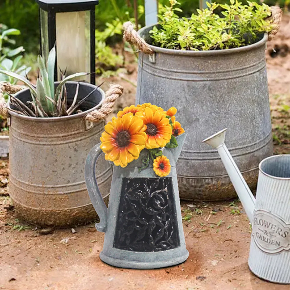 

Resin Can Decor Garden Statues Lawn Porch Yard Solar Powered Garden Solar Decor Lawn Lamp Outdoor Statues Gifts