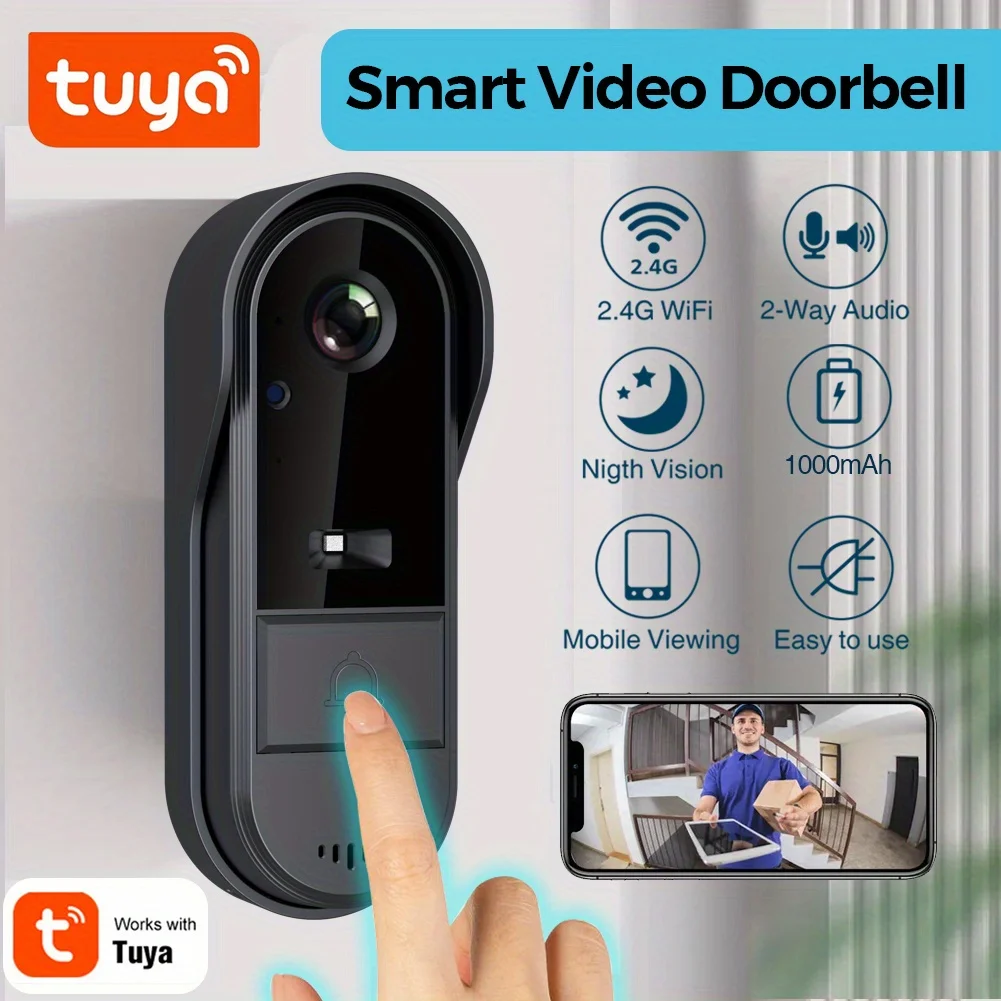 2 Way Audio Wireless Doorbell Camera,Video Streaming via WIFI, Infrared Night Vision, HD Photos and Videos, SD Card Applicable