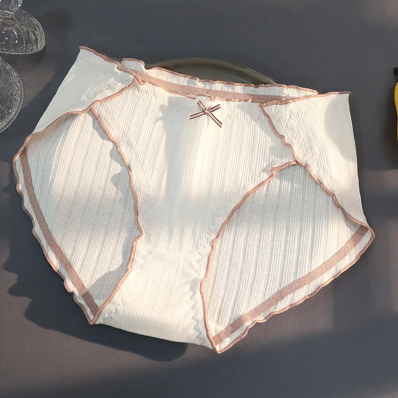 

Cotton Panties Woman Sexy Briefs Fashion Solid Color Knickers Girls Bow Underpants Set Underwear 3 Pcs/lot