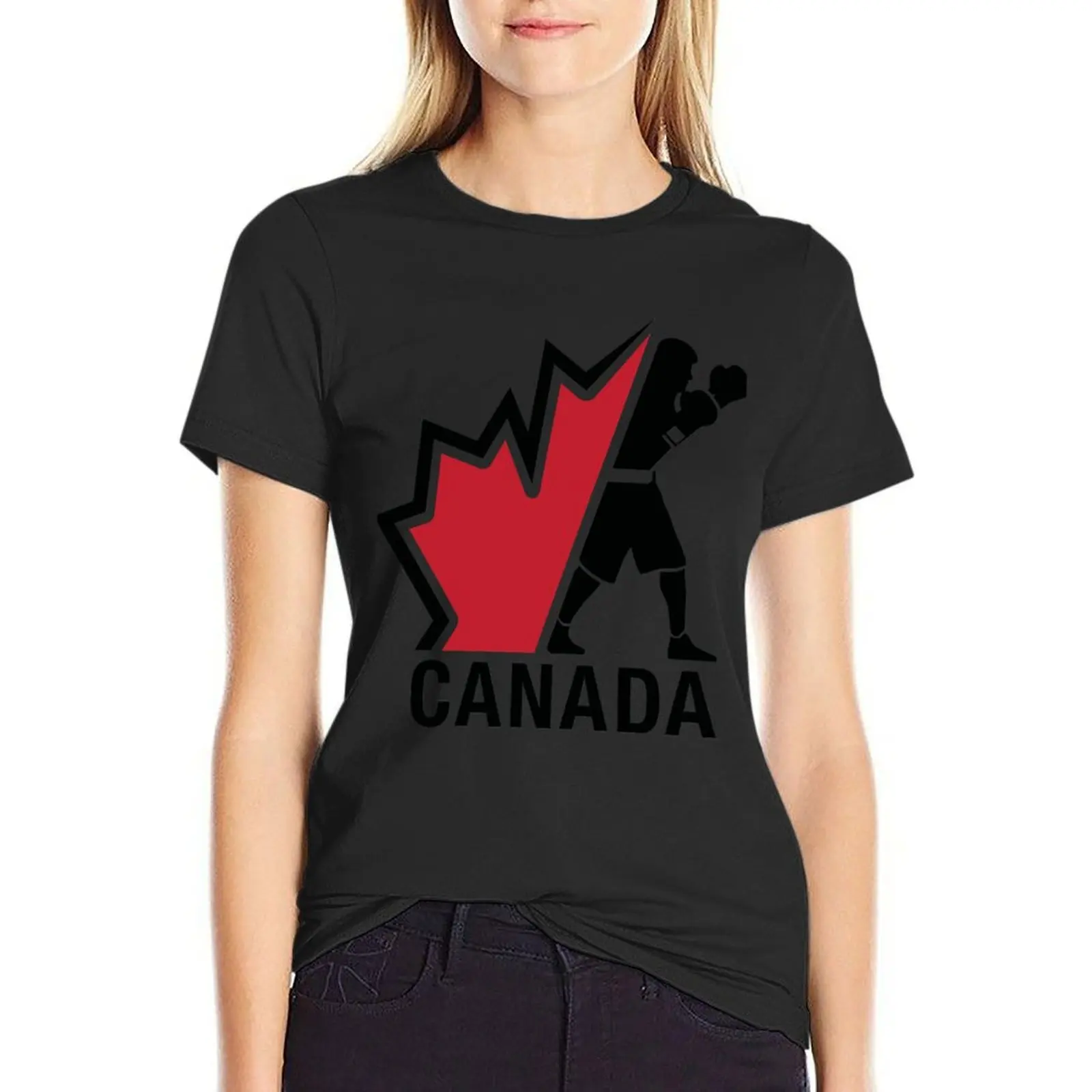 

BOXING CANADA SPORT LOGO T-Shirt vintage korean fashion tees summer tops cat shirts for Women