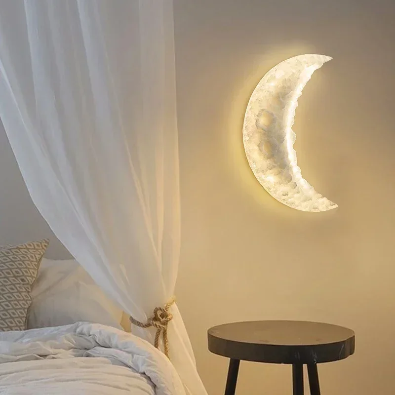 Nordic Romantic Moon Art Led Wall Lamp Bedroom Bedsides Decor Wall Secone Light Modern Aisle Corrdior Lighting Room Decor