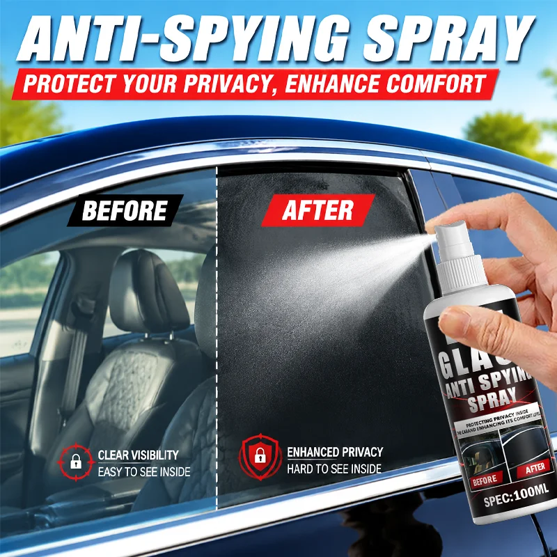 Car Glass Anti-Spy Spray 100ml Block Outside Peeping Clear Inside Vision Protect Interior Privacy For Automotive Side Window