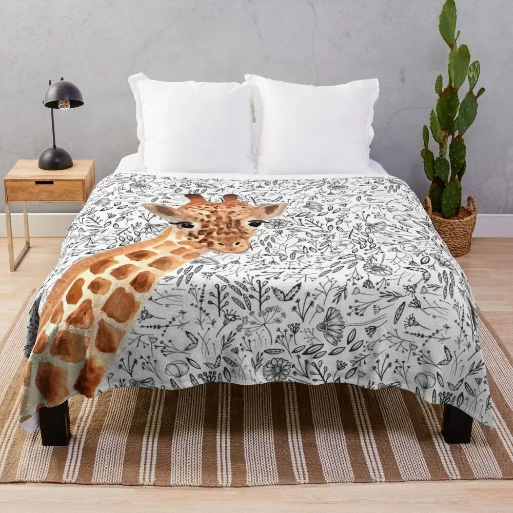 

Watercolor Giraffe Throw Blanket