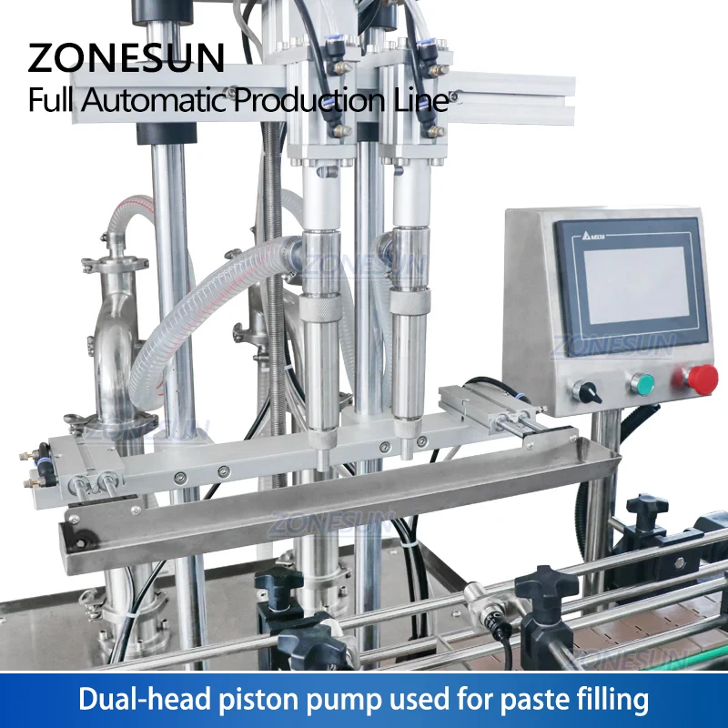 Zonesun ZS-FAL180R4 leite de soja pistão automático líquido enchimento tampando e rotulagem linha de máquinas com u correia transportadora estilo