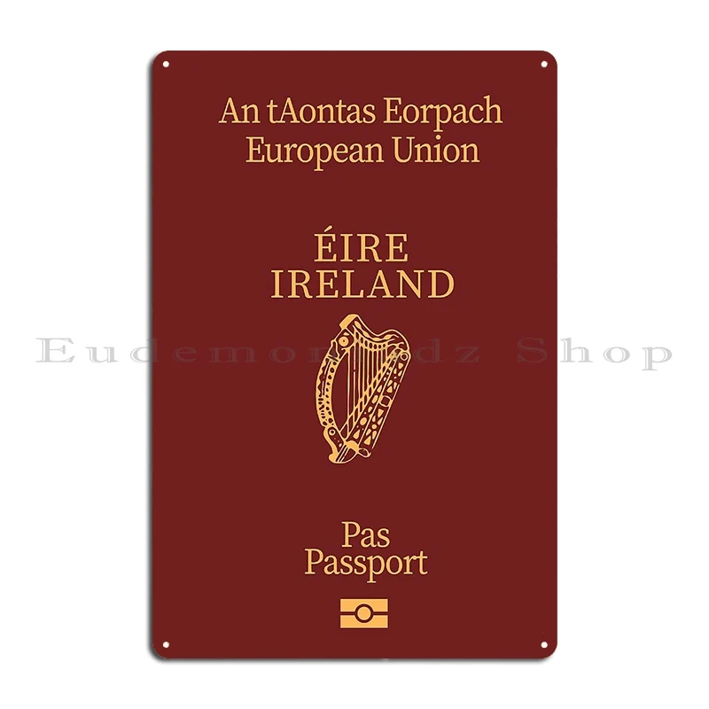 Ireland Passport Metal Sign Bar Wall Mural Club Create Printing Tin Sign Poster