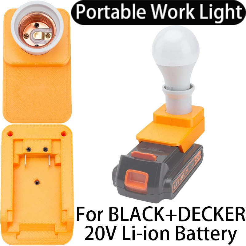 

E27 Work Bulb Portable E27 Bulb LED Light Indoor and Outdoor Work Light for Black+Decker 20V Li-ion Battery Bulb Base