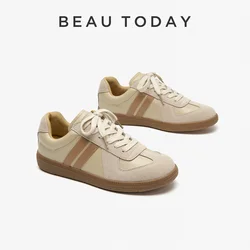 BeauToday Casual Sneakers Women Synthetic Leather Round Toe Leisure Vulcanized Shoes Lace-up Retro Ladies Flats Handmade A29817