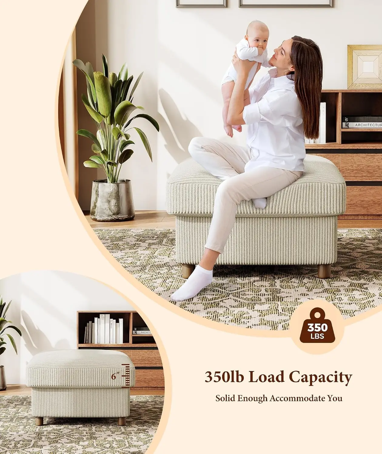 Corduroy Storage Ottoman 25