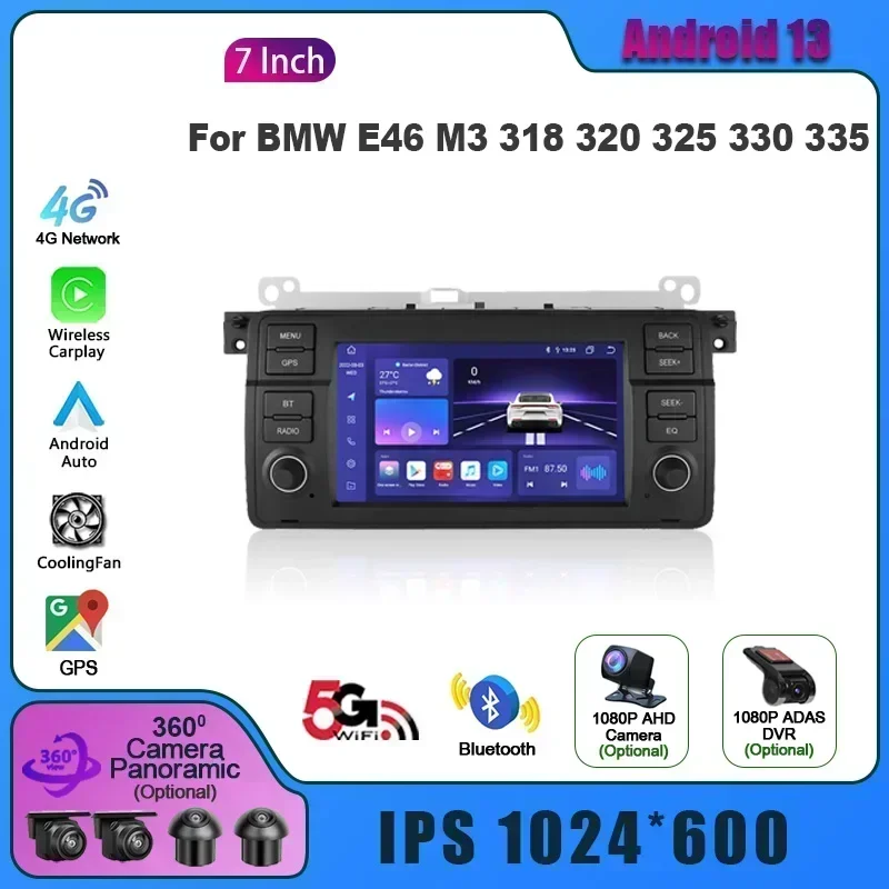 For BMW 3-Series 3 Series E46 1998-2006 Car Radio Android 14 Wireless Carplay Multimedia Player GPS Navigation Autoradio