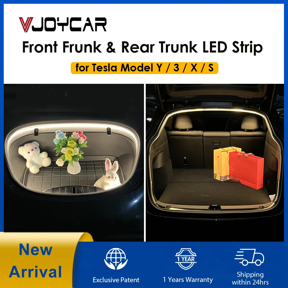 VJOYCAR New Model Y 3 Rear Trunk Front Frunk Brighten LED Strip Lighting Waterproof Flexible Light Cigarette Lighter Plug & Play