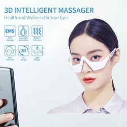 EMS Anti-Aging Eye Massager, terapia de luz vermelha, massageador ocular, compressa quente, alívio da fadiga ocular, relaxamento, aliviar os círculos escuros