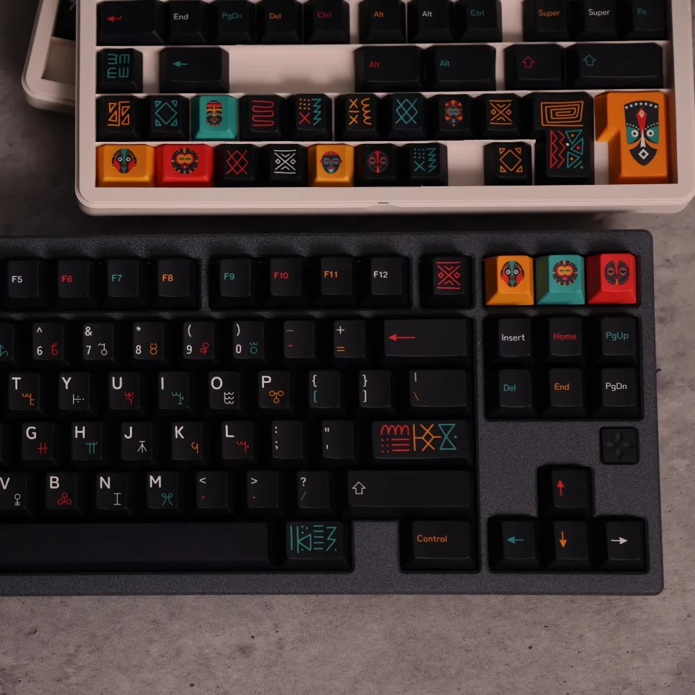 

Набор клавишных колпачков GMK CYL Tribal, 143 клавиши, черный персонализированный колпачок из ПБТ на заказ, игровая клавиатура с вишневым профилем для механической клавиатуры