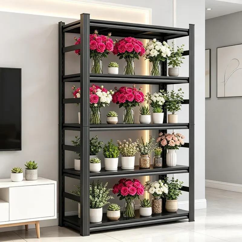 Metal Plant Stand Indoor Outdoor Organizer Adjustable Anti-Rust Plant Shelf
