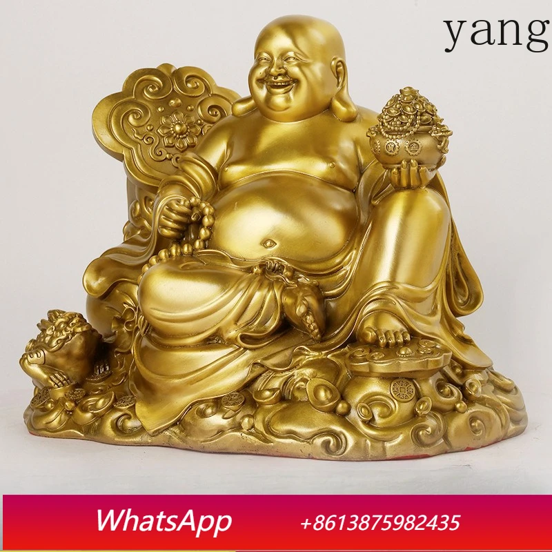 

LH Brass Ruyi Smiling Buddha Ornament Big Belly Maitreya Buddha Store Opened Cornucopia Buddha