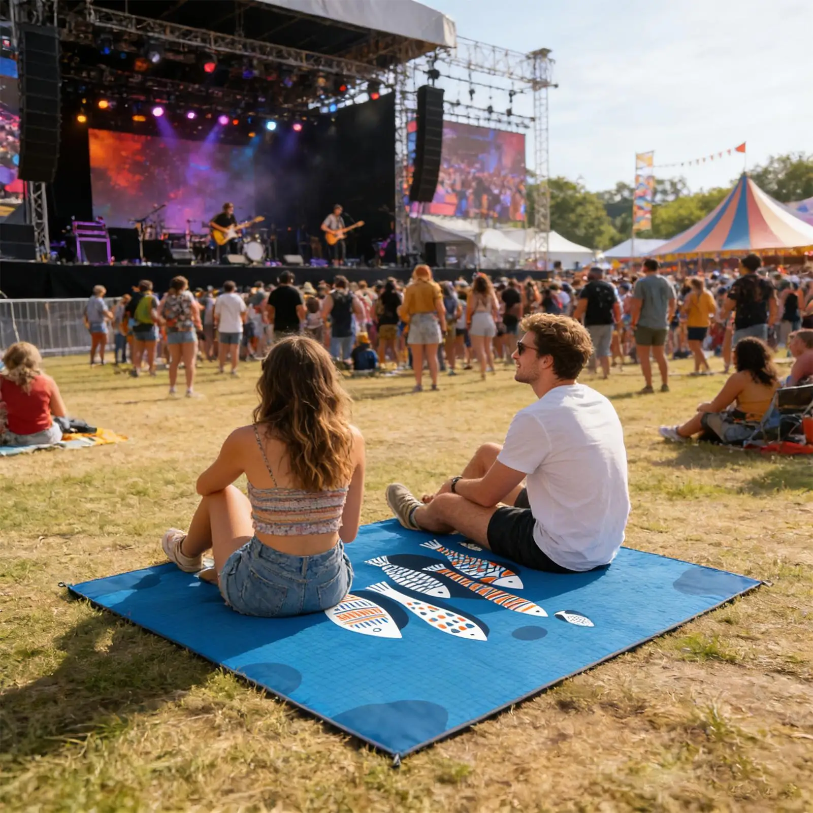 

Пляжный коврик, водонепроницаемый, 4,6x6,5 футов, одеяло с синей рыбой, уличное одеяло для пикника, пляжный коврик для улицы, патио, кемпинга, пешего туризма, путешествий, лужайки, травы